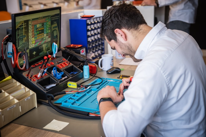 Man repairing a phone